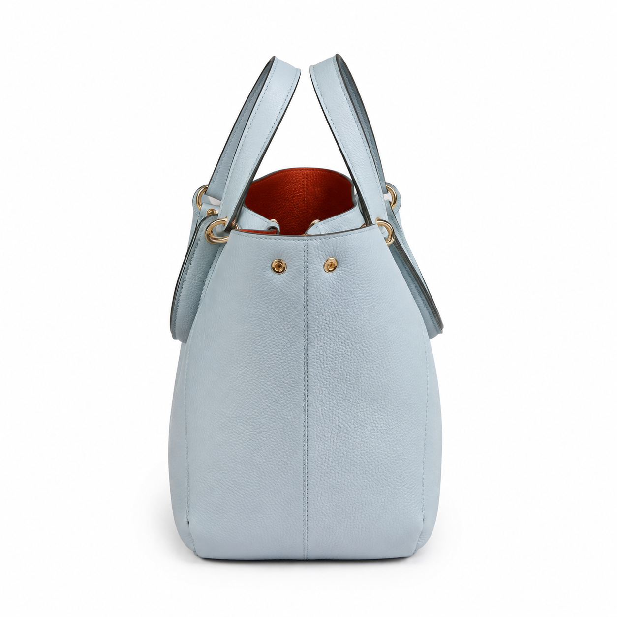 Women’s Light Blue Textured Tote Handbag with Double Handles-4