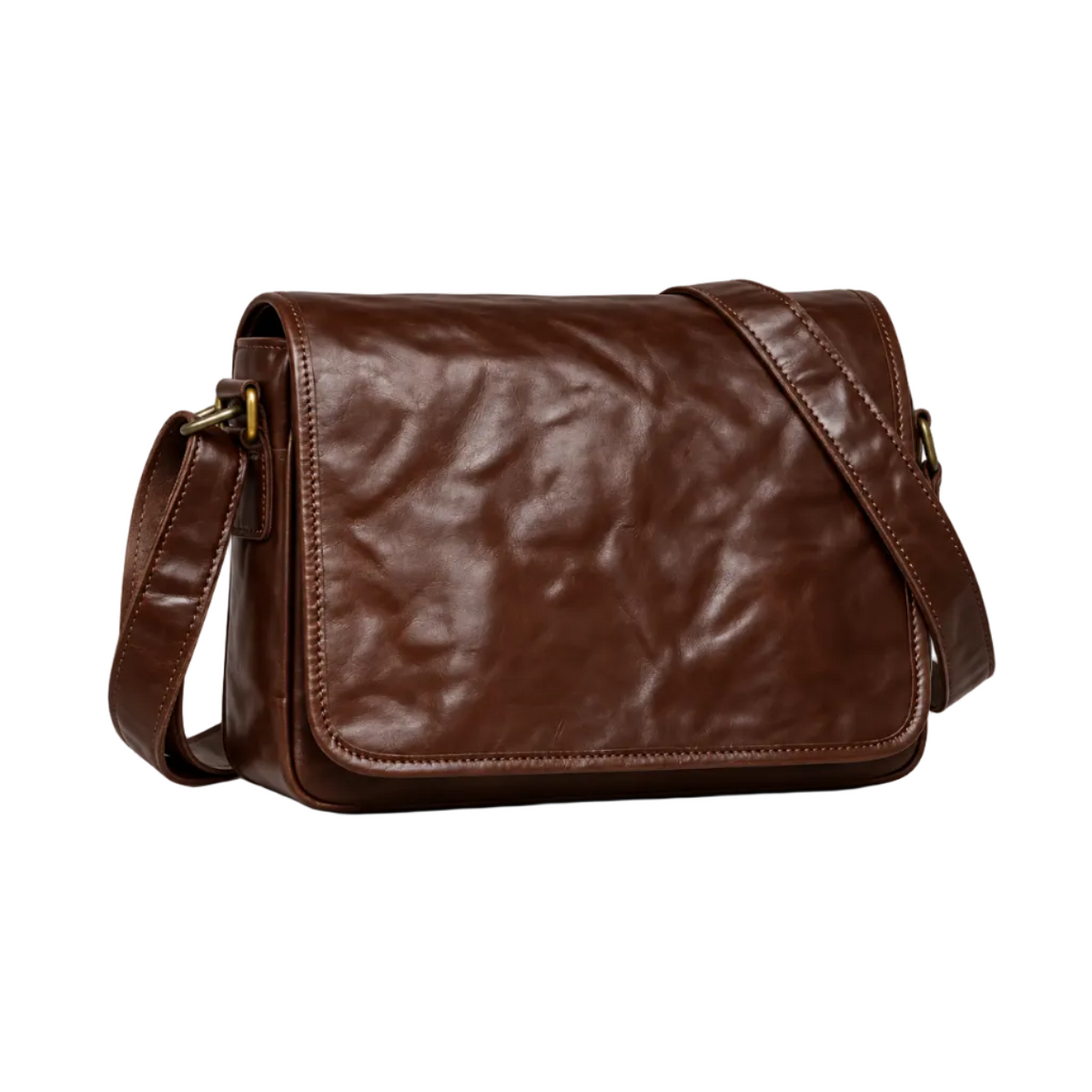 Classic Coffee Leather Satchel Messenger Bag