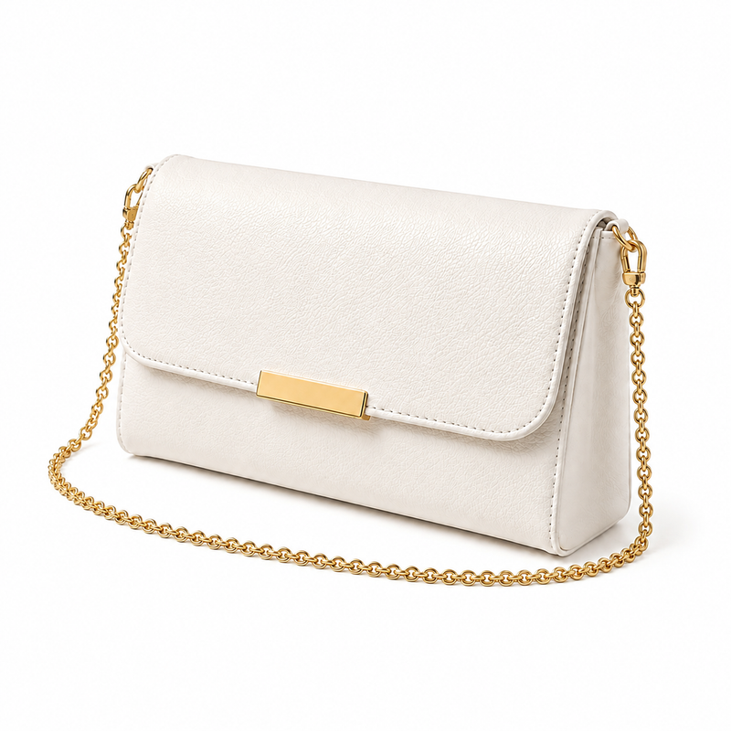 White Mosaic Textured Leather Clutch Bag-3