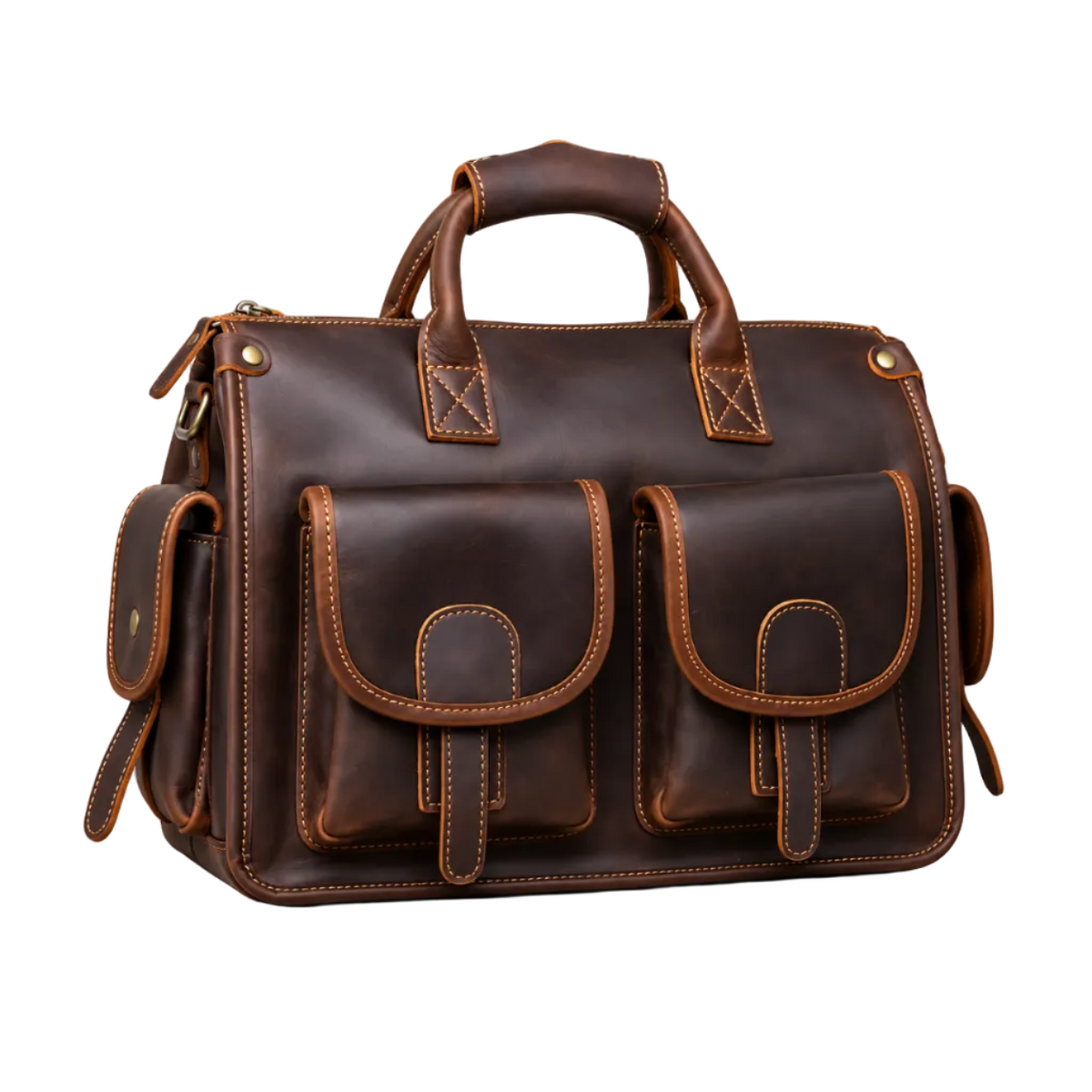 Classic Dark Brown Multi Pocket Briefcase
