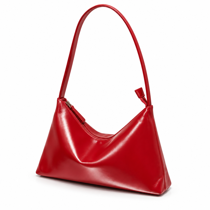 Elegant Red Glossy Hobo Shoulder Bag-3