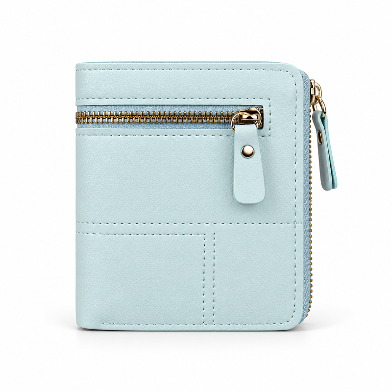 Ice Blue Compact Bifold Zip Wallet-4