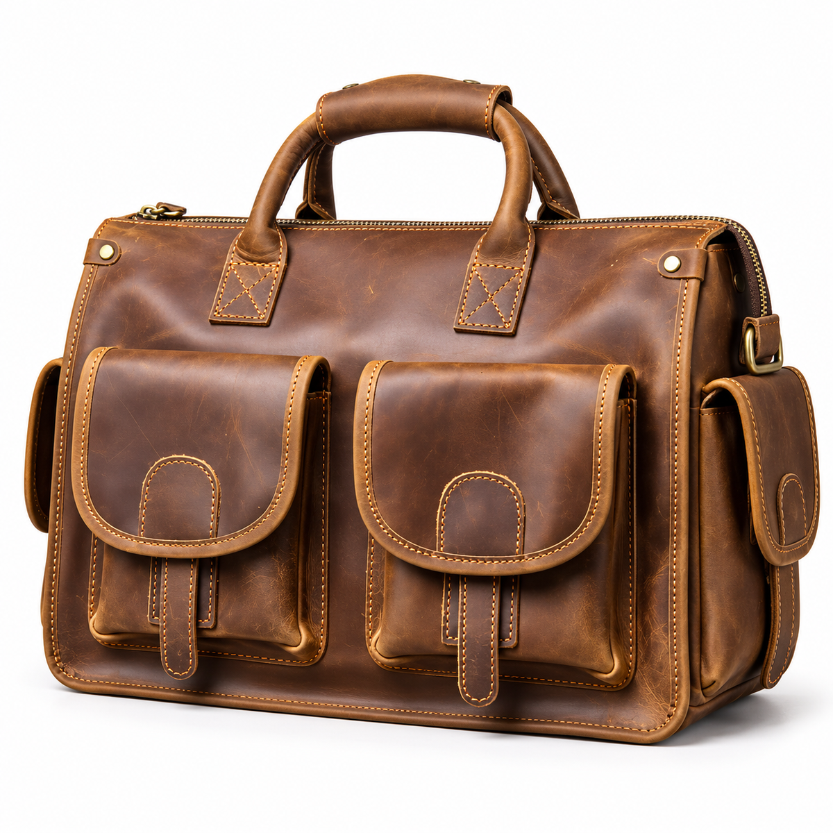 Vintage Brown Multi Pocket Briefcase Bag-3