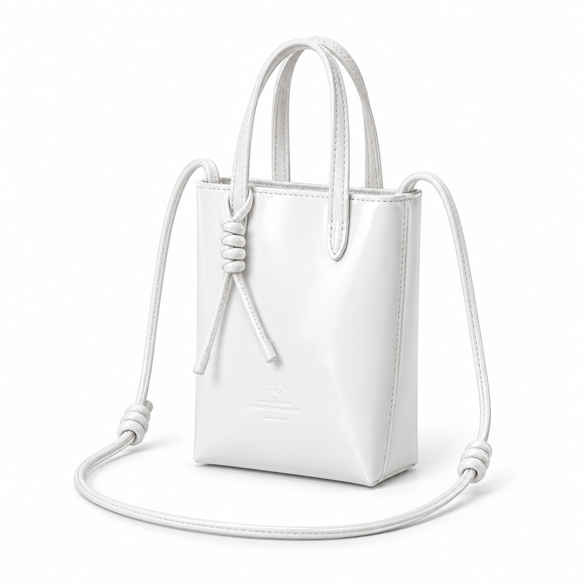 Elegant White Mini Tote Crossbody Bag-3