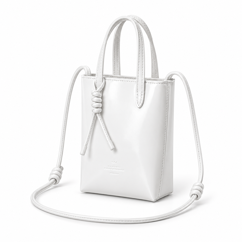 Elegant White Mini Tote Crossbody Bag-3