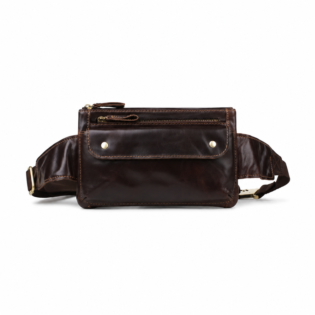 Vintage Dark Brown Leather Waist Bag
