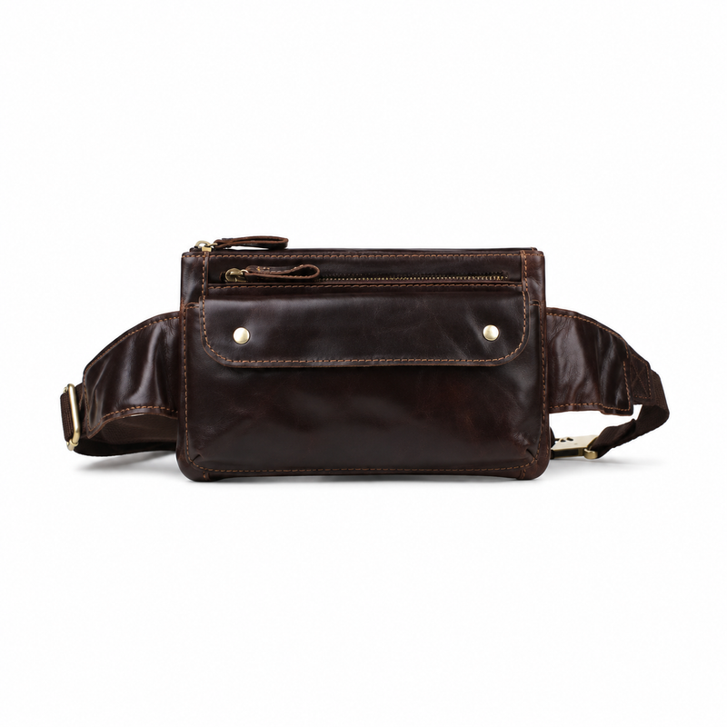 Vintage Dark Brown Leather Waist Bag-2
