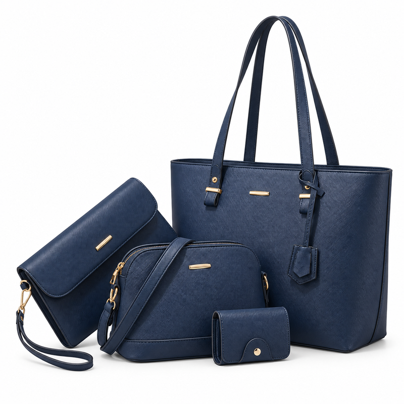 Elegant Navy Blue Four Piece Handbag-4