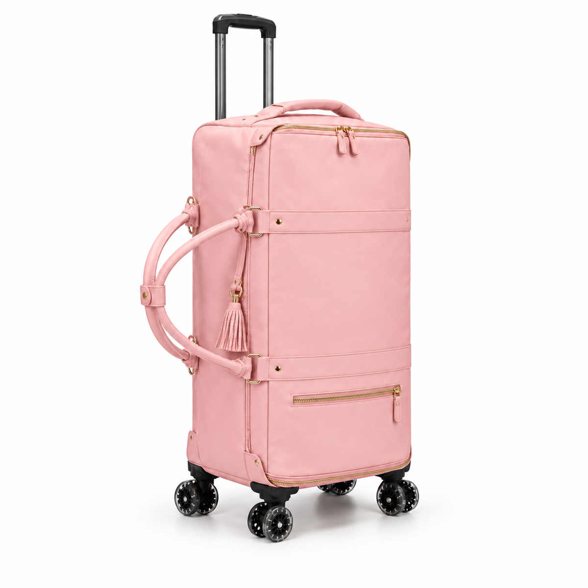 Elegant Pink Rolling Duffel Travel Bag-1