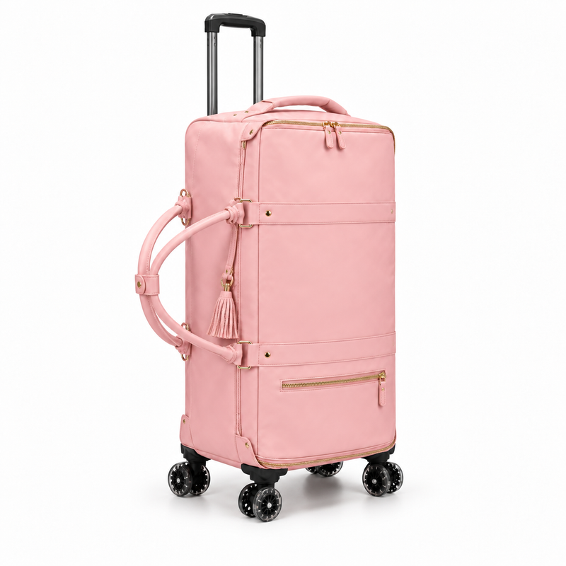Elegant Pink Rolling Duffel Travel Bag-1
