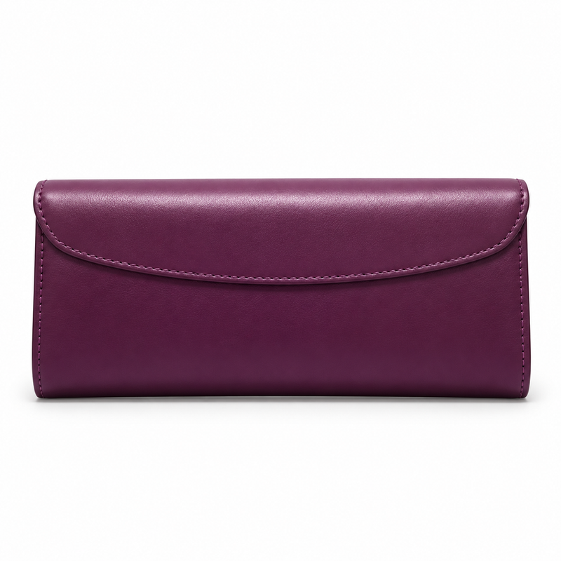 Elegant Plum Clutch With Golden Handle-2