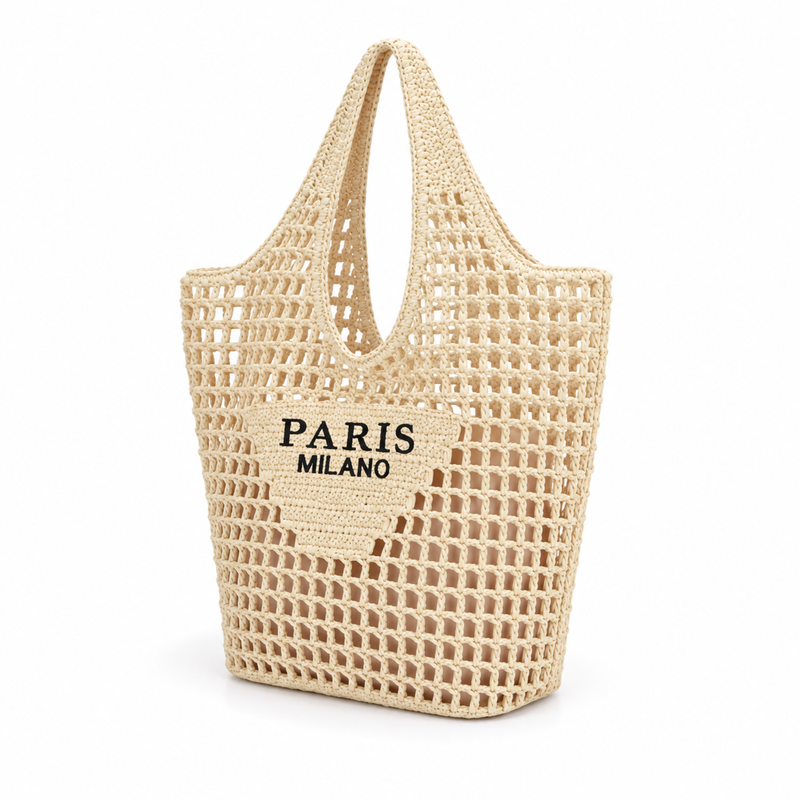 Paris Milano Crochet Woven Beach Tote-3