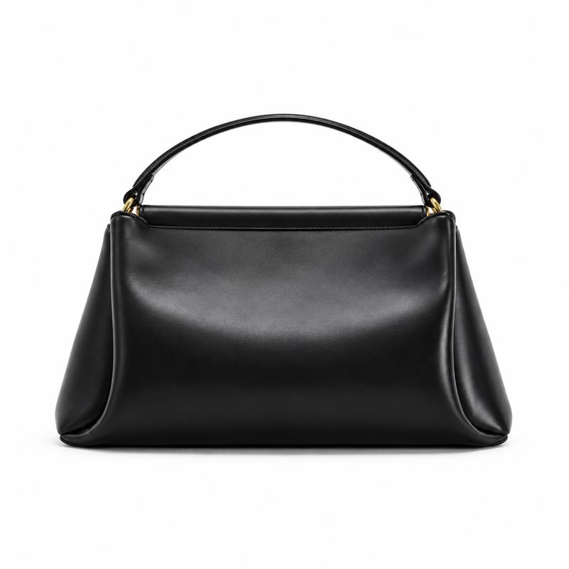 Elegant Black Satchel With Gold Clasp-2