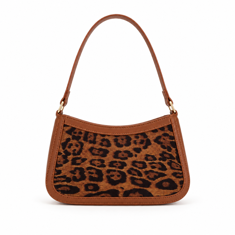 Leopard Print Brown Bow Shoulder Bag-2