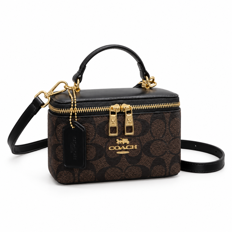 Elegant Black Monogram Box Crossbody Bag-1