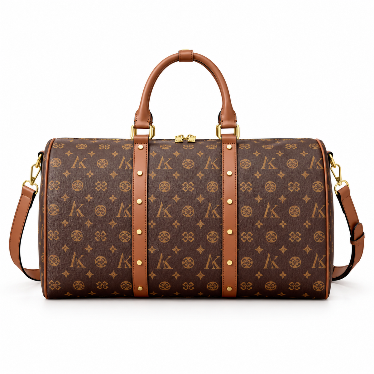 Classic Brown Monogram Leather Duffel Bag-2