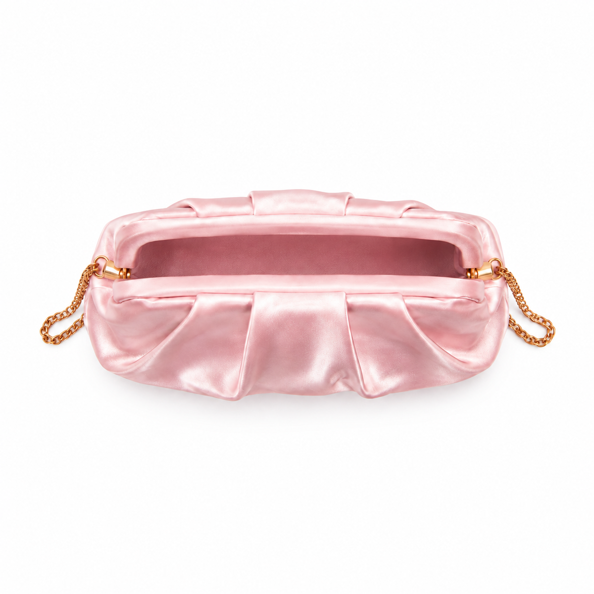 Blush Pink Ruched Satin Clutch Bag-4