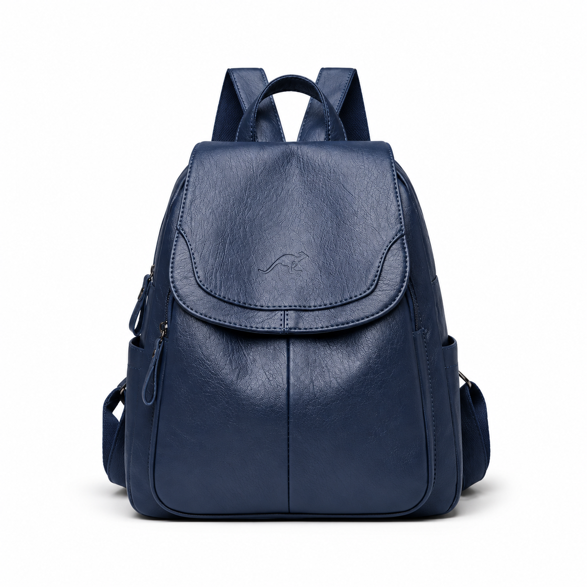 Dark Navy Blue Adjustable Flap Backpack-4