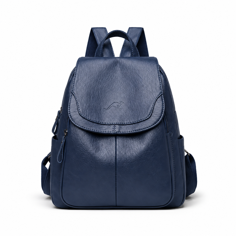 Dark Navy Blue Adjustable Flap Backpack-4