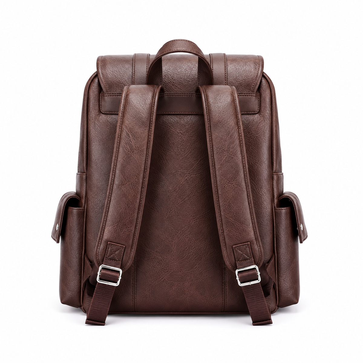 Vintage Brown Backpack With Buckle Details