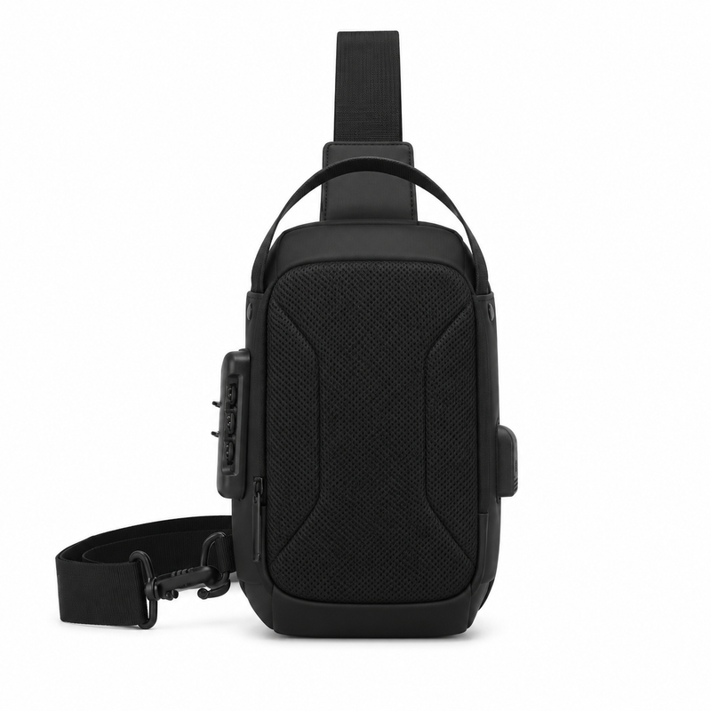 Black Compact Crossbody Sling Travel Bag-3