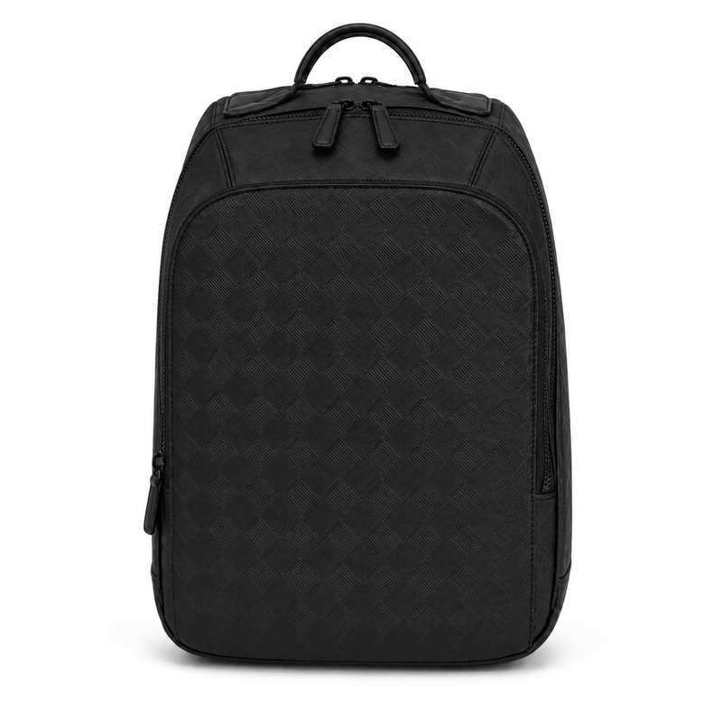 Large Black Textured Business Backpack – Premium Multi-Compartment Travel & Laptop Bag-5