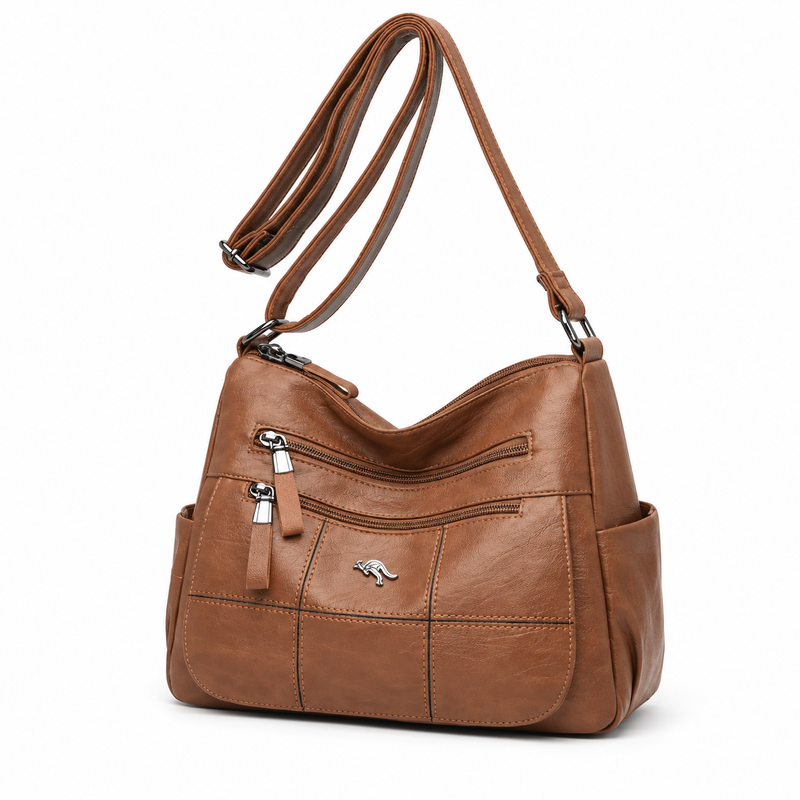 Brown Multi Pocket Adjustable Crossbody Bag-3