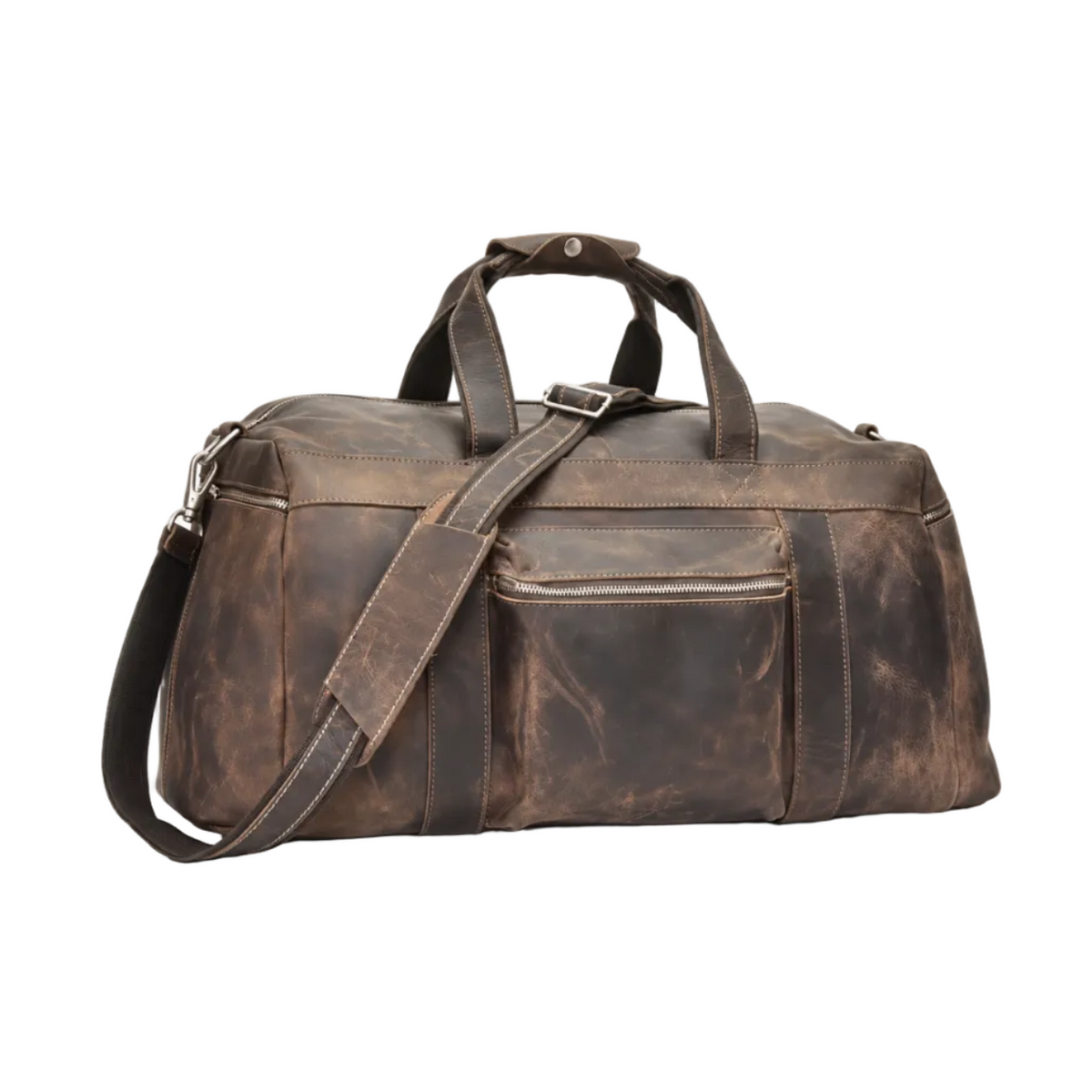 Vintage Coffee Brown Overnight Duffel Bag-1