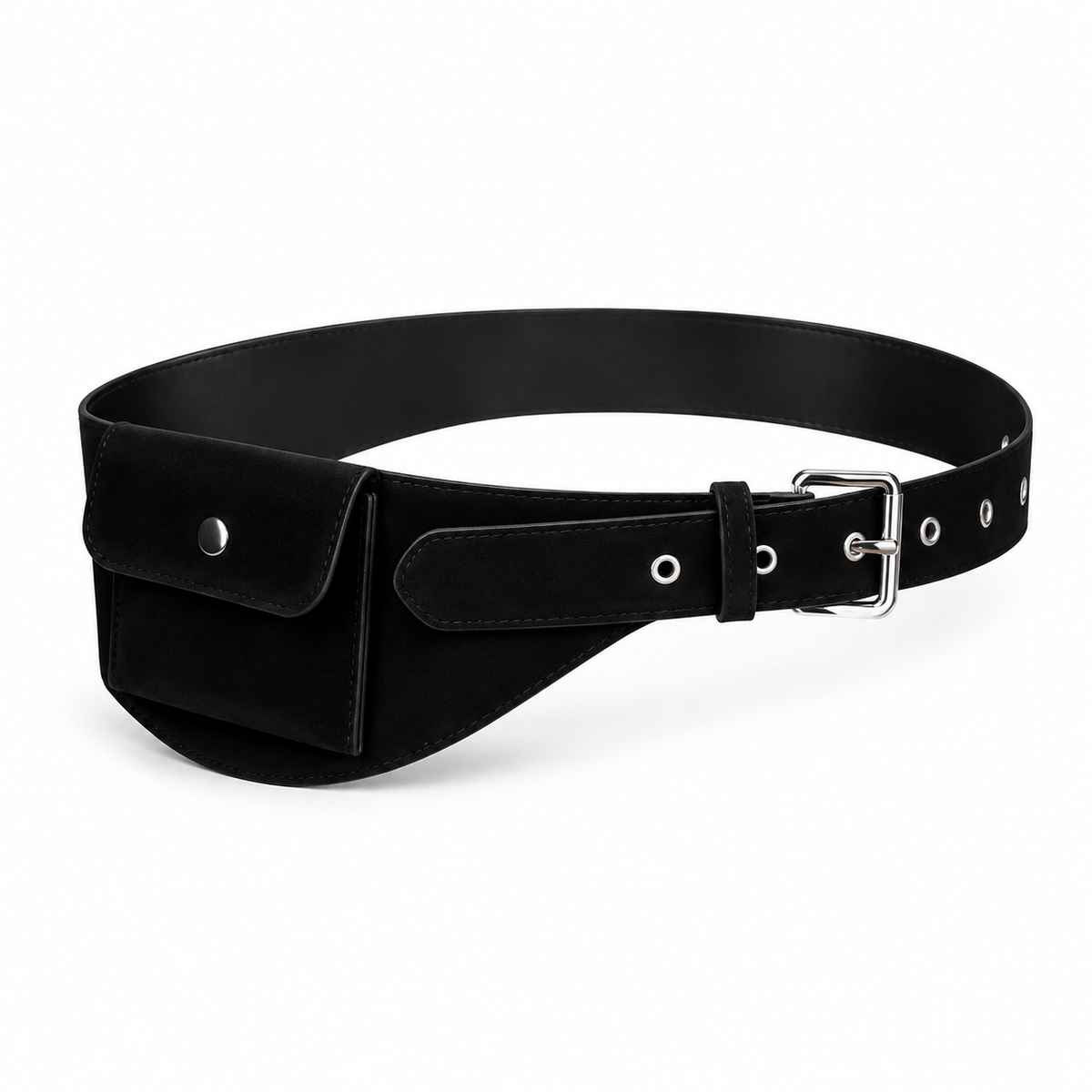 Black Adjustable Waist Belt Pouch Bag-2