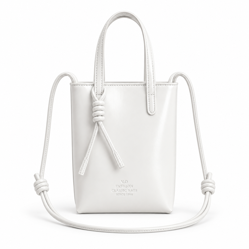 Elegant White Mini Tote Crossbody Bag-4