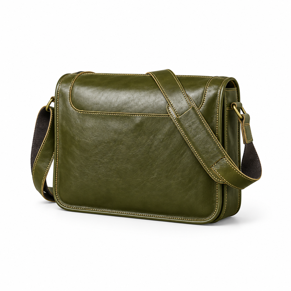 Avocado Green Classic Leather Satchel Bag-3