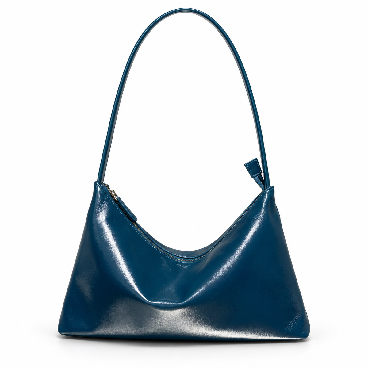 Elegant Navy Blue Glossy Shoulder Bag-4