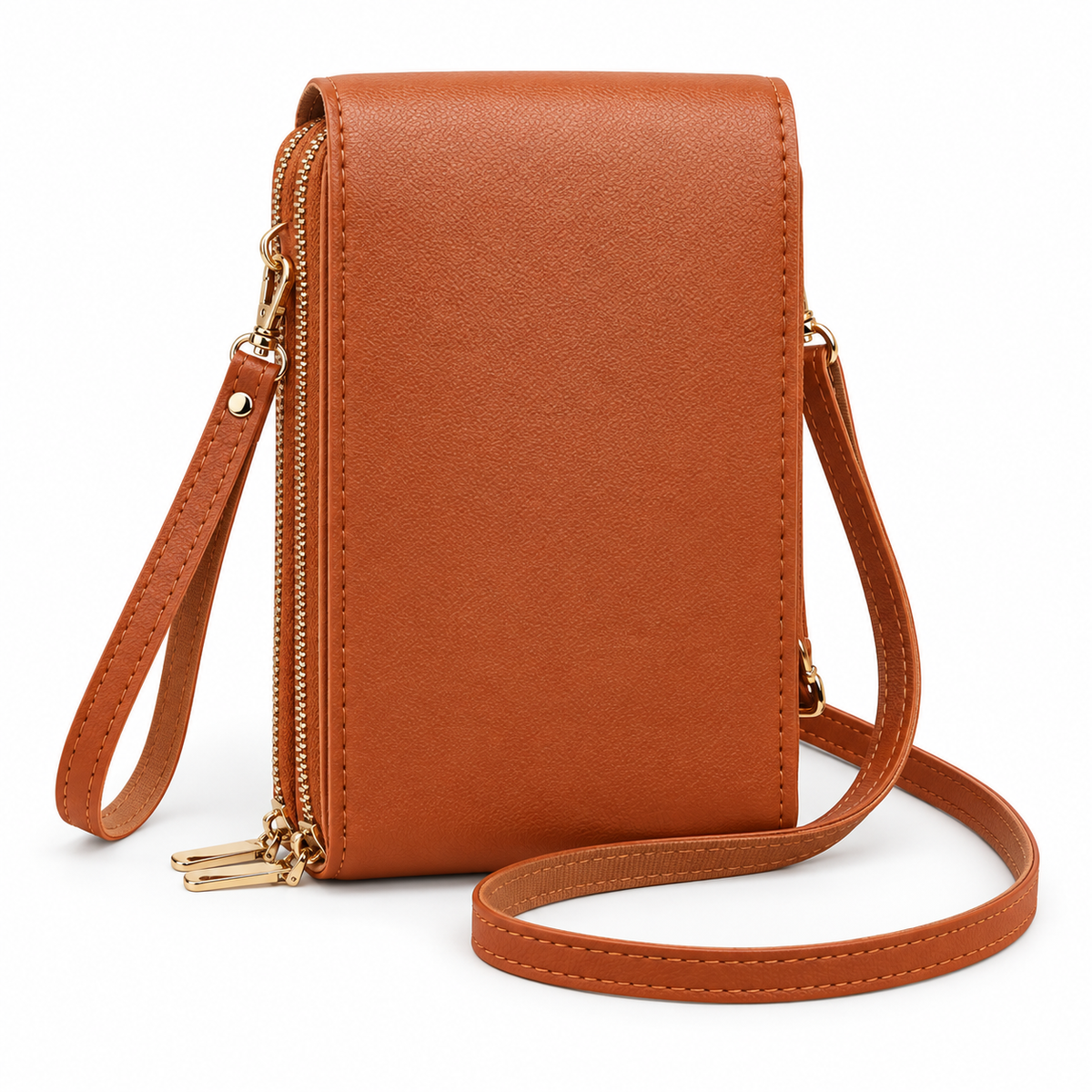 Caramel Brown Compact Crossbody Phone Bag-2
