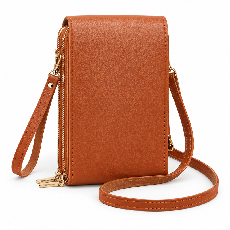 Caramel Brown Compact Crossbody Phone Bag-2