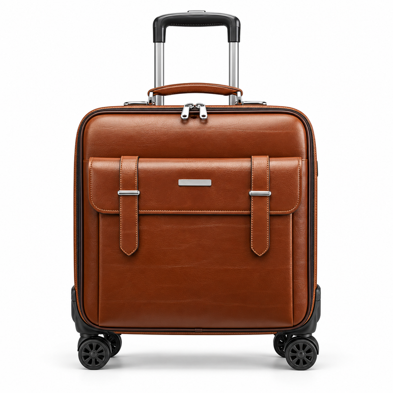 Classic Brown Rolling Business Travel Bag-4