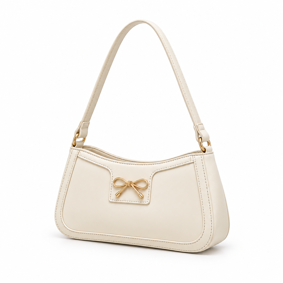 Elegant Ivory Bow Accent Shoulder Bag-4