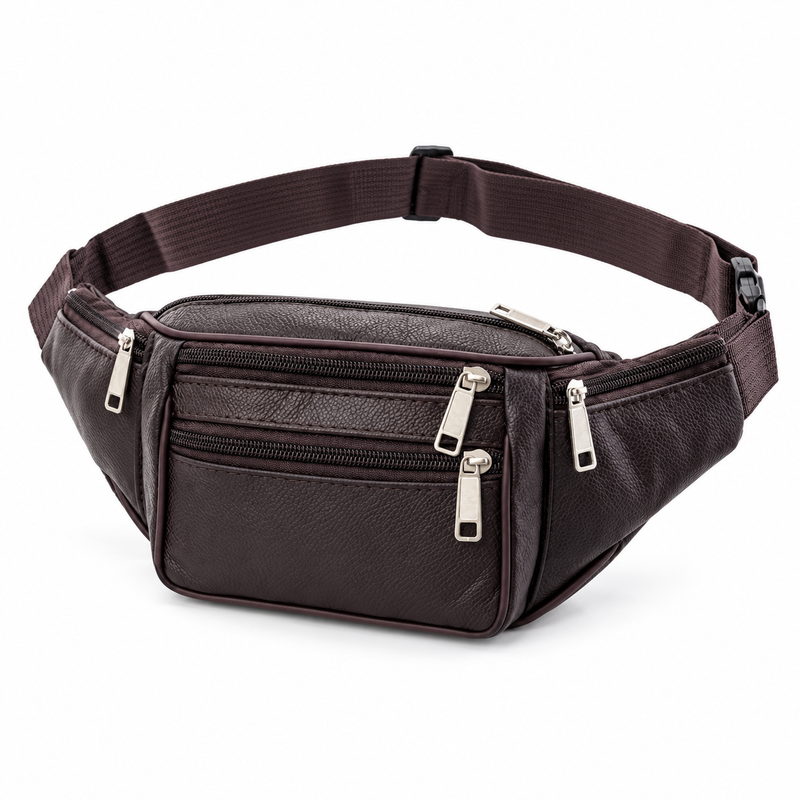 Dark Brown Multi Pocket Waist Bag-3