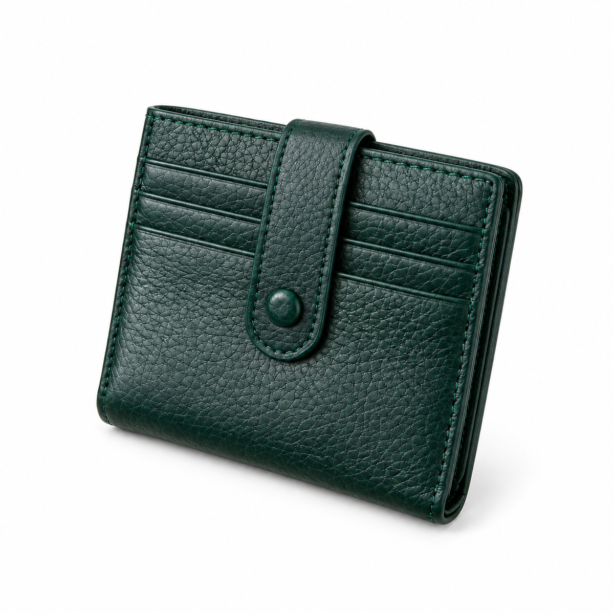 Forest Green Textured Snap Closure Wallet-3