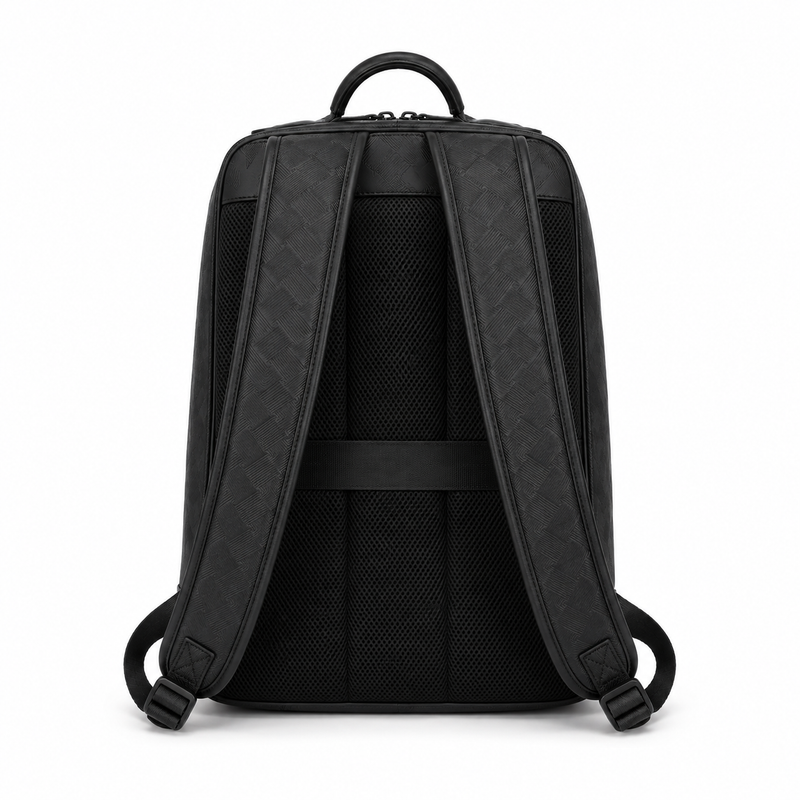 Large Black Textured Business Backpack – Premium Multi-Compartment Travel & Laptop Bag-3