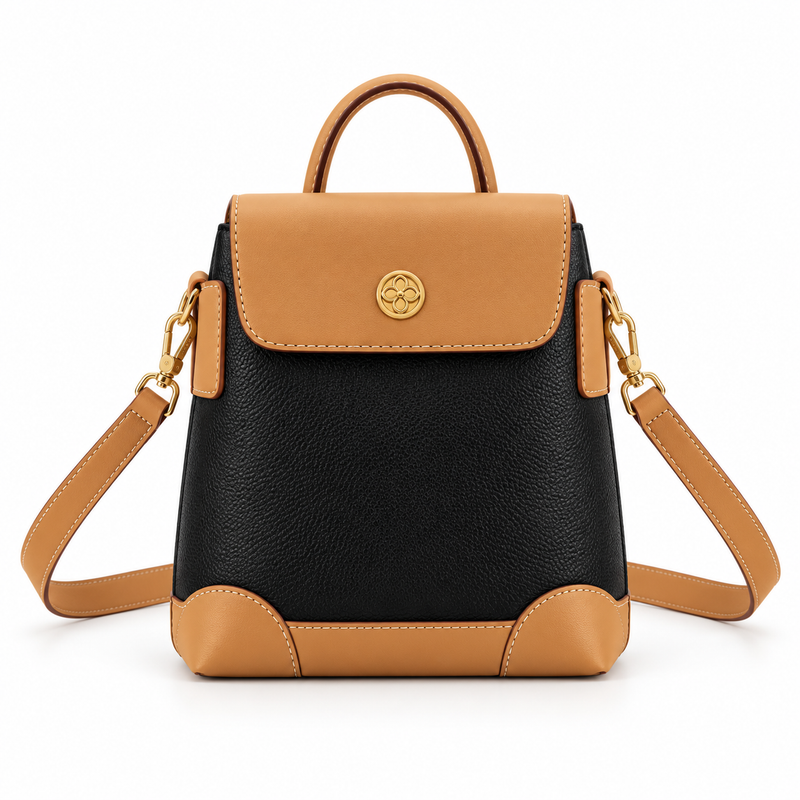 Elegant Black And Caramel Crossbody Bag-4