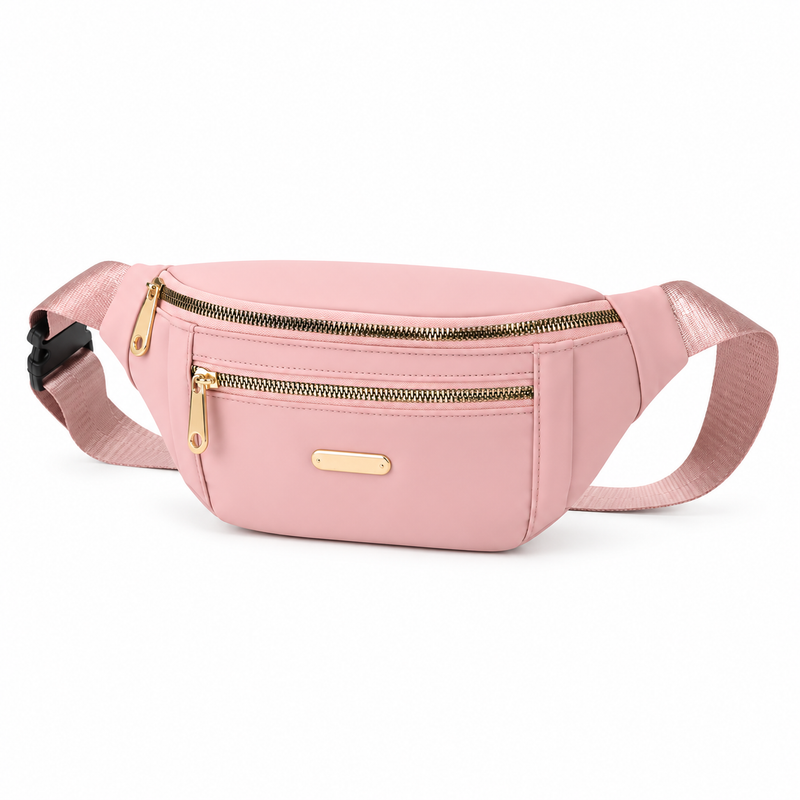 Blush Pink Adjustable Zipper Waist Bag-3