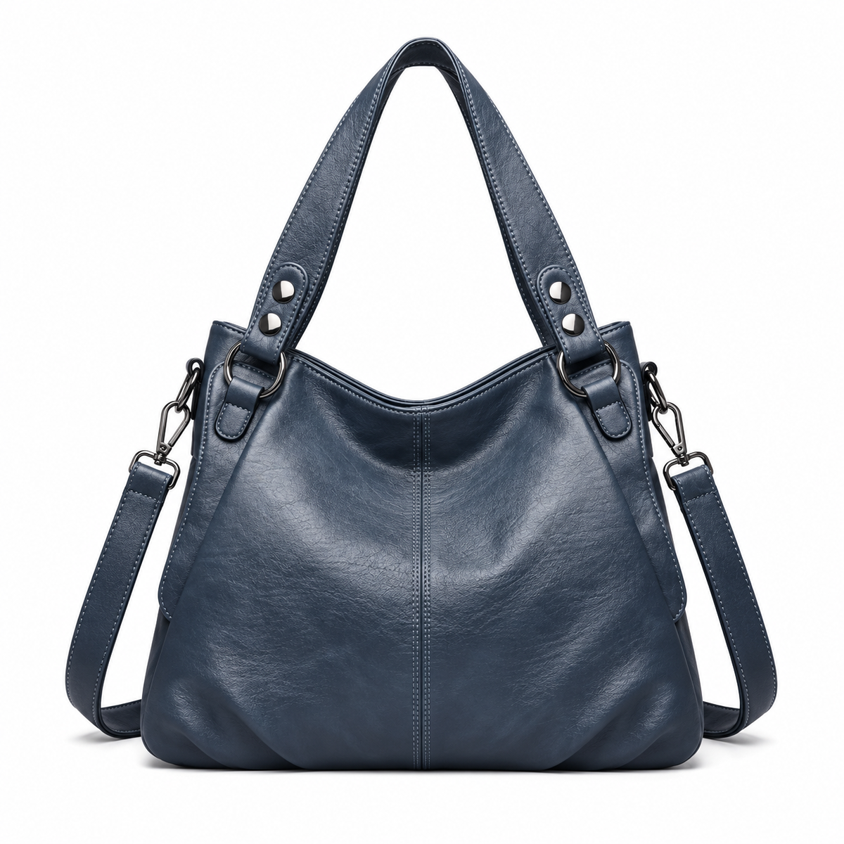 Sky Blue Hobo Bag With Strap-2