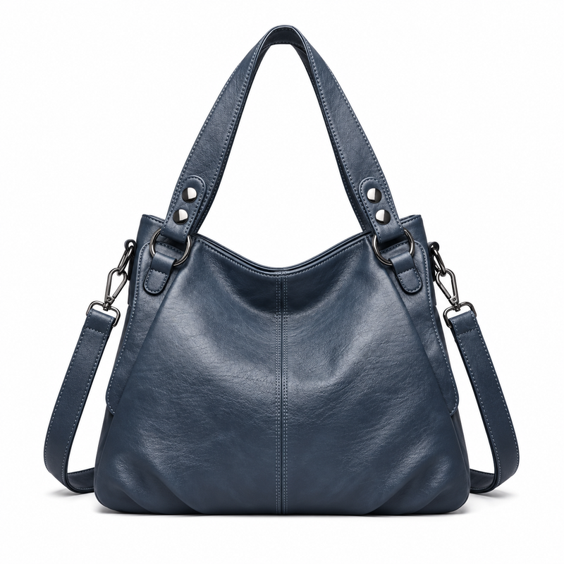 Sky Blue Hobo Bag With Strap-2