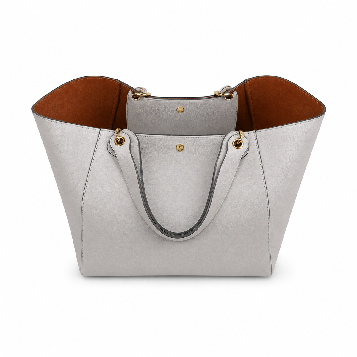 Elegant Light Grey Structured Tote Handbag-2