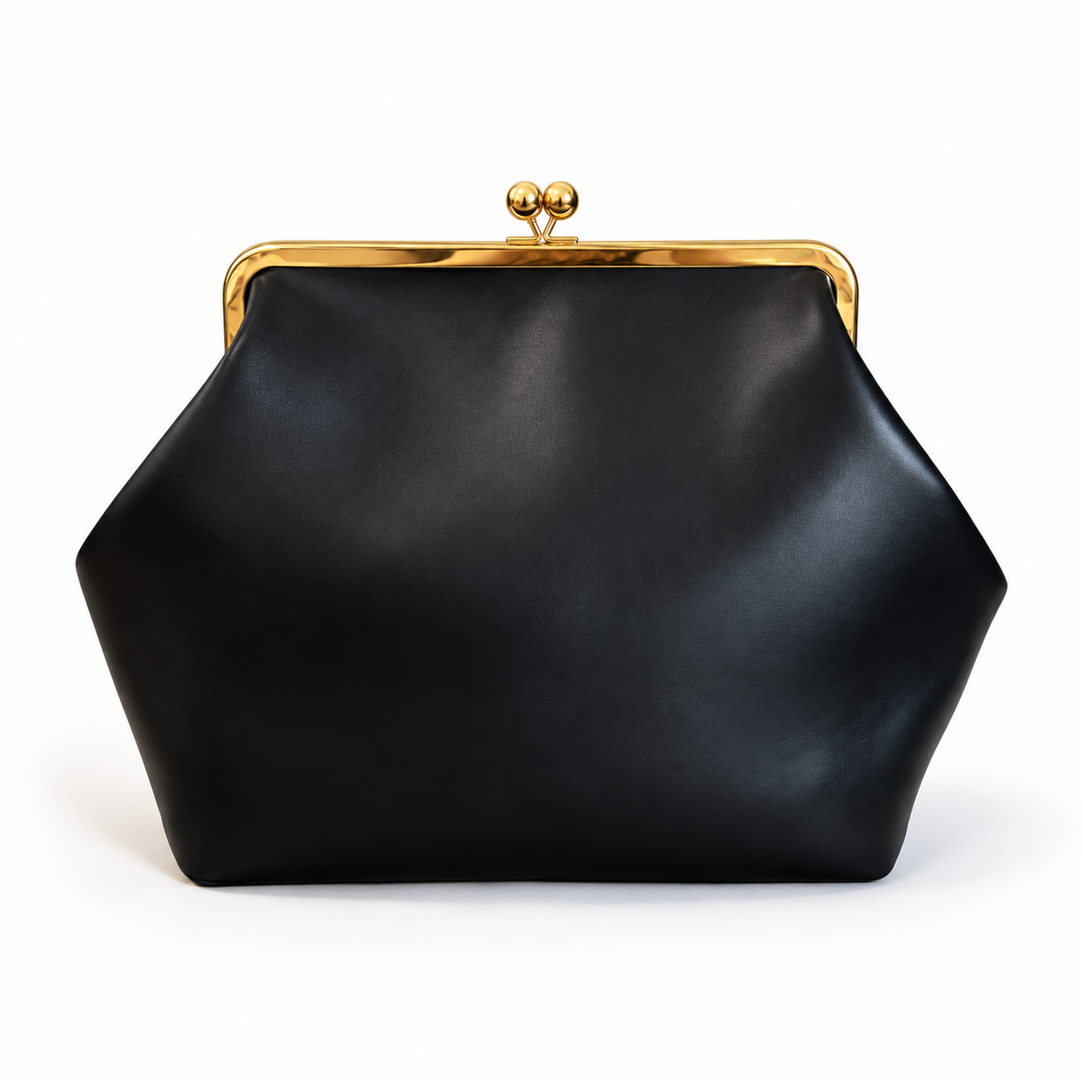 Elegant Black Clutch With Golden Clasp-3