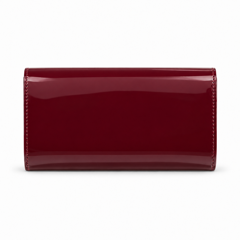 Glossy Burgundy Patent Envelope Clutch Bag-2