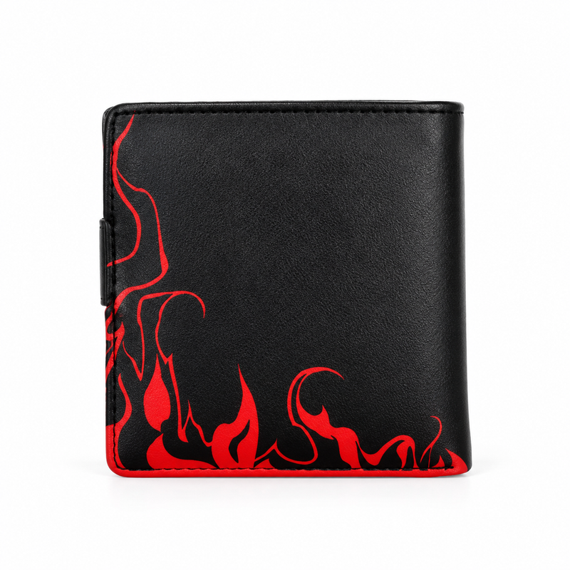 Black Bifold Wallet With Flame Design-2