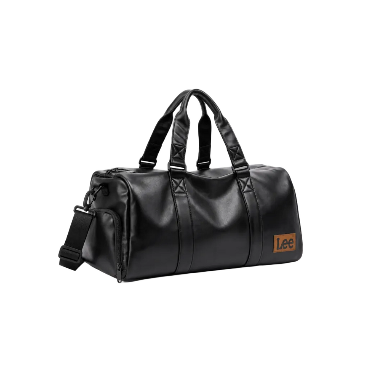 Classic Black Leather Travel Duffel Bag-1