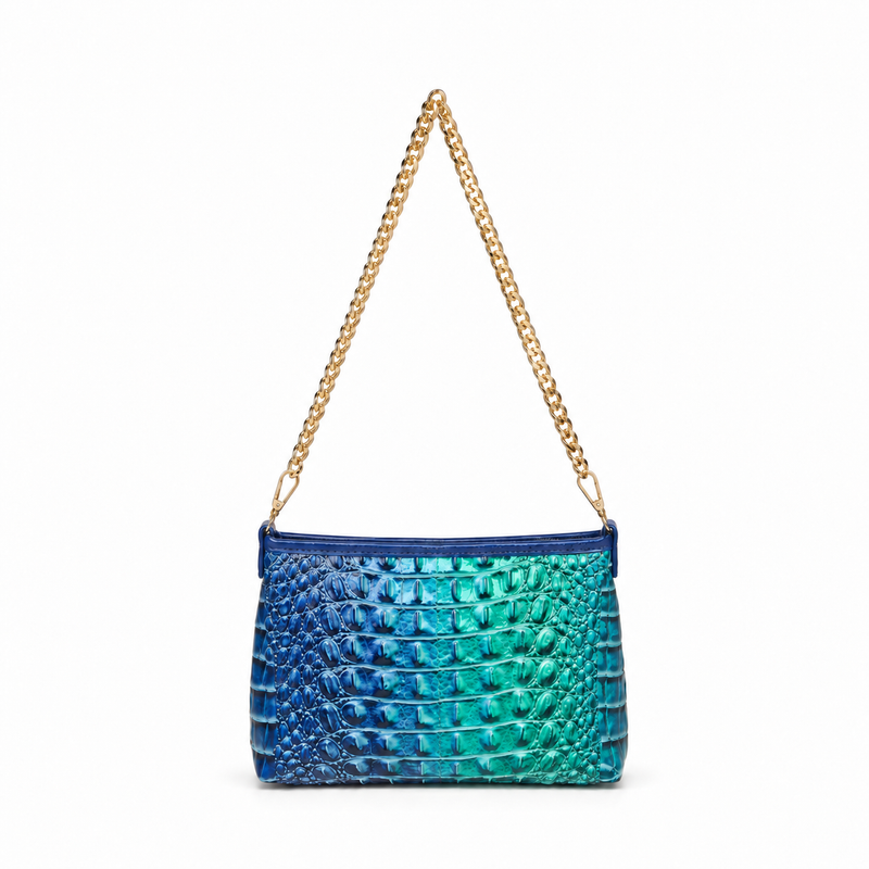 Iridescent Crocodile Chain Shoulder Handbag-3
