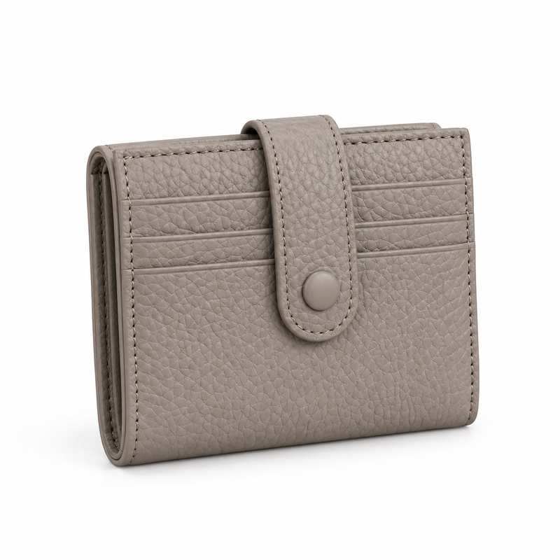 Elegant Grey Textured Snap Closure Wallet-1